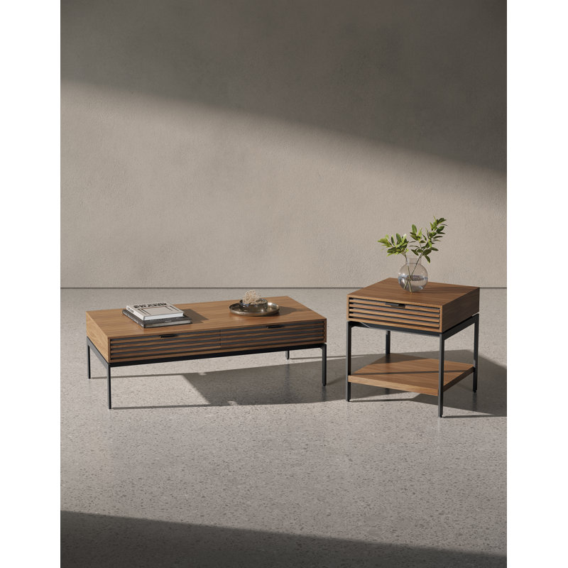 Cora Coffee Table, Natural Walnut, Black