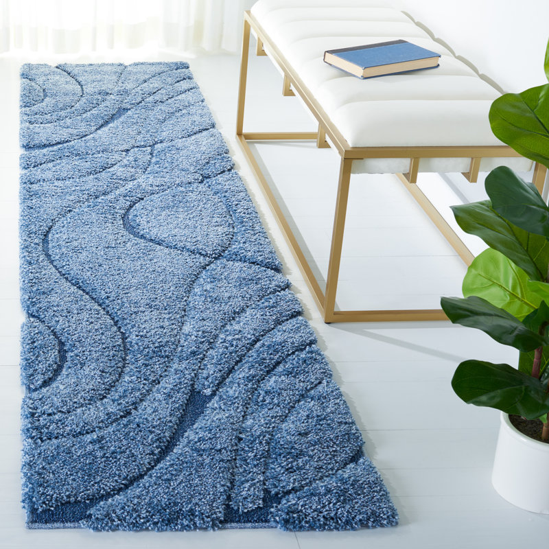Ashal Abstract Indoor Rug, Runner 2'3" x 19', Blue