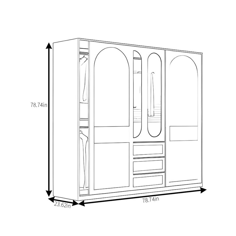 Garde-robe simple à pousser, H 78,74 po x l 78,74 po x P 23,62 po
