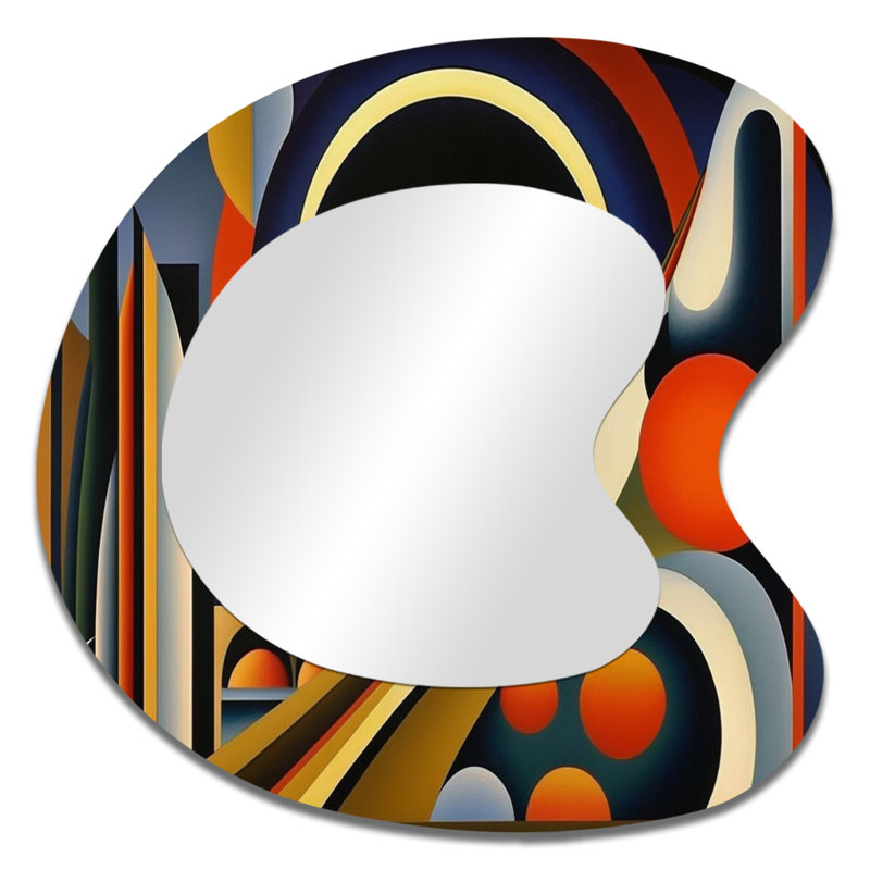 Circular Retro Dynamics III - Art abstrait géométrique en métal - Miroir mural moderne et irrégulier, 33 po x 33 po