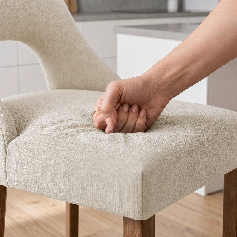 Tabourets de bar à hauteur de comptoir Arlette de 26 po avec pieds en bois pour îlot de cuisine, Beige