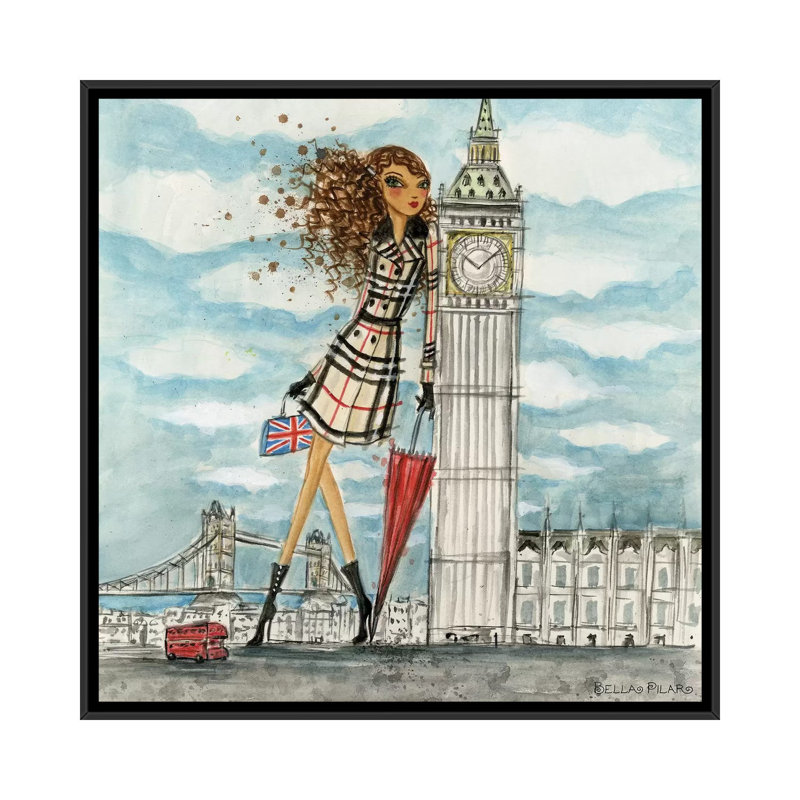 «Sigismondo See the Sights London», art encadré, Toile encadrée noire, Aucun mat, H 26 po x l 26 po x P 1,5 po