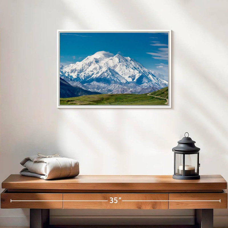 Mont McKinley Denali, Cadre flottant blanc, 19 po x 13 po