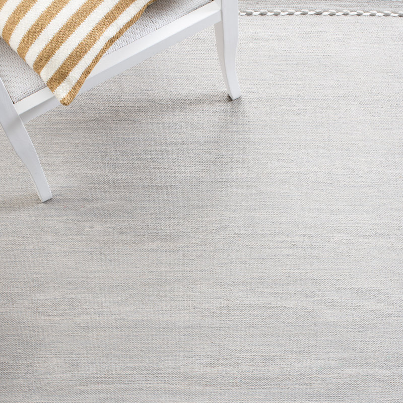 Cumberland Striped Hand-Woven Flatweave Cotton Gray/Ivory Area Rug, Rectangle 3' x 5'
