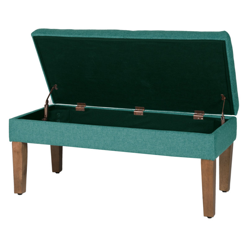 North Andover Upholstered Storage Bench, Teal