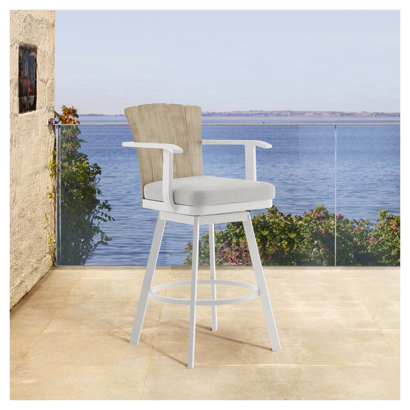 Tabouret de bar pivotant en aluminium avec siège rembourré Hazel