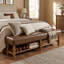 Banc de chambre 70,9 po en similicuir rembourré avec tablette de rangement à lattes, banc de bout de lit en bois massif pour chambre à coucher et vestibule