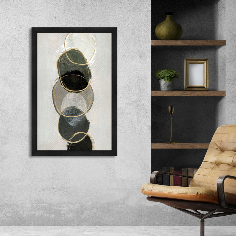 «River Rock» par Susan Jill - peinture à cadre unique, L 27,5 po x H 39,5 po, Cadre noir