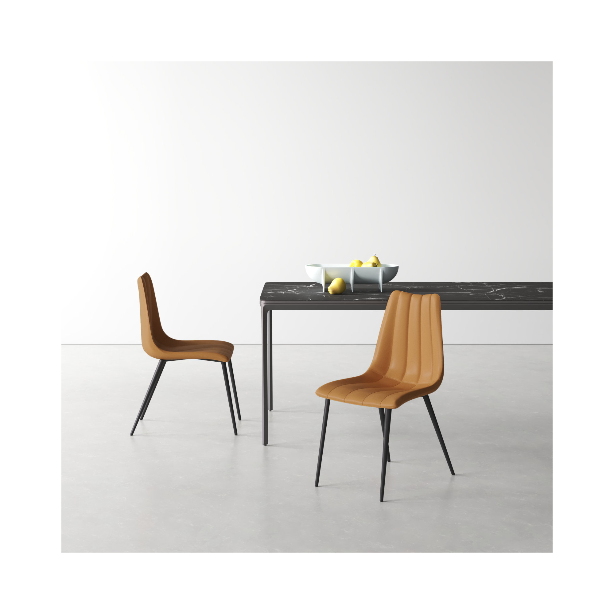 Finnigan Upholstered Side Chair, Brown Faux Leather