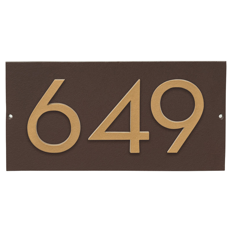Plaque d’adresse murale flottante linéaire, Oui, Bronze romain, Doré
