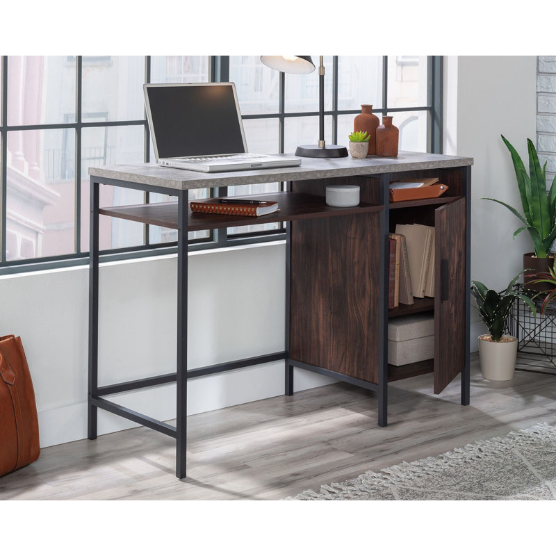 Metal Base Computer Desk, Brown