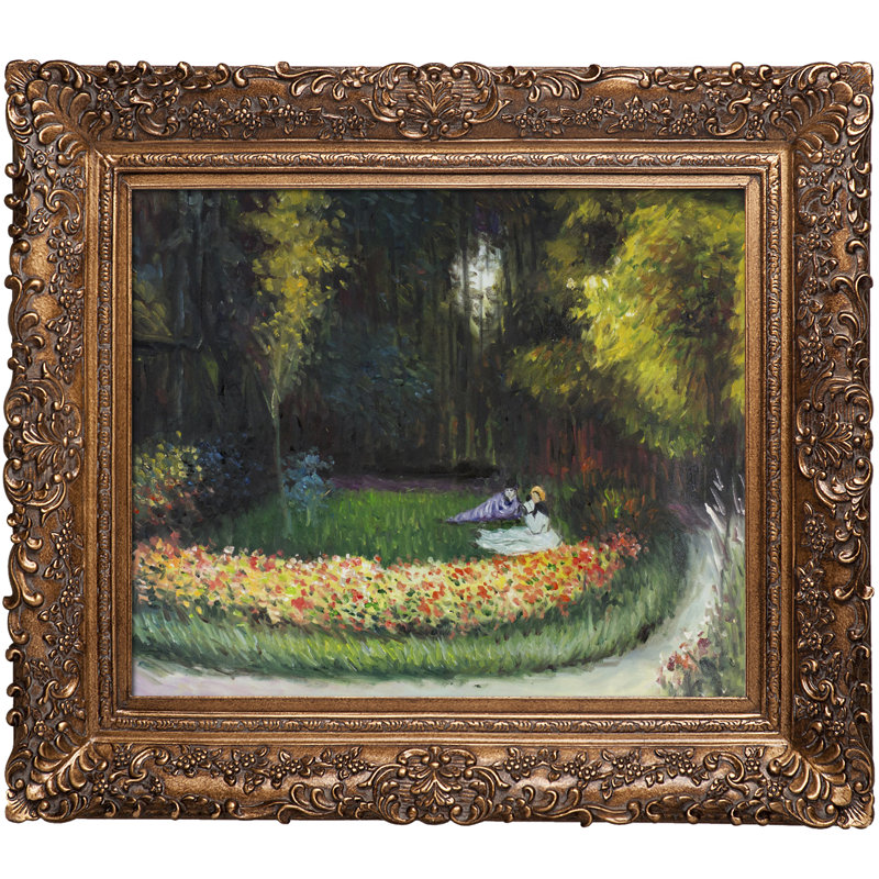 "Dans le jardin" par Claude Monet - Peinture sur toile encadrée, H 29,5 po x l 33,5 po x P 2 po, Bourgeon or