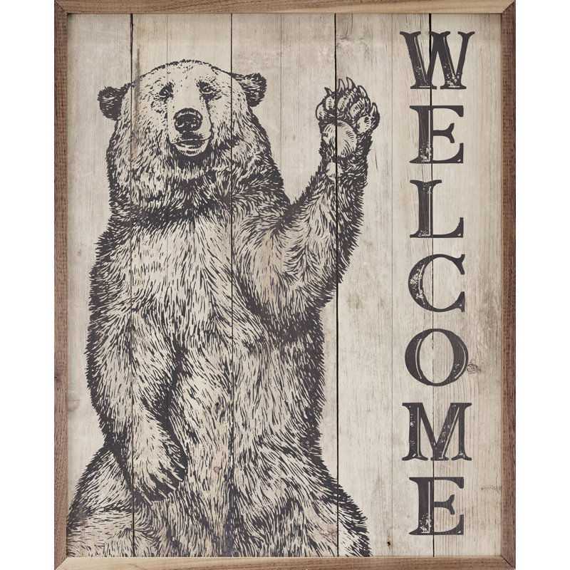 Welcome Bear Whitewash, 30" H x 24" W