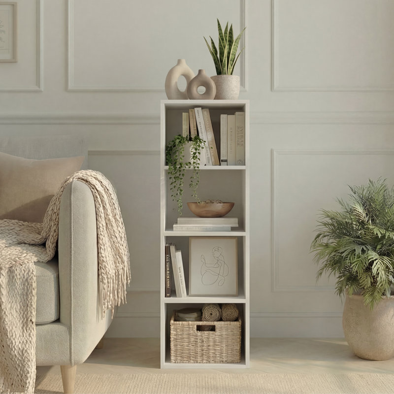 Gerardi 32cm W Standard Bookcase, White, 106 cm H x 32 cm W