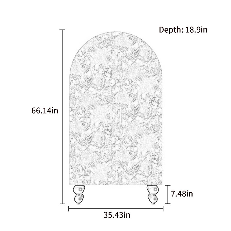 Armoire-penderie moderne à double porte arquée, Noir / blanc ivoire