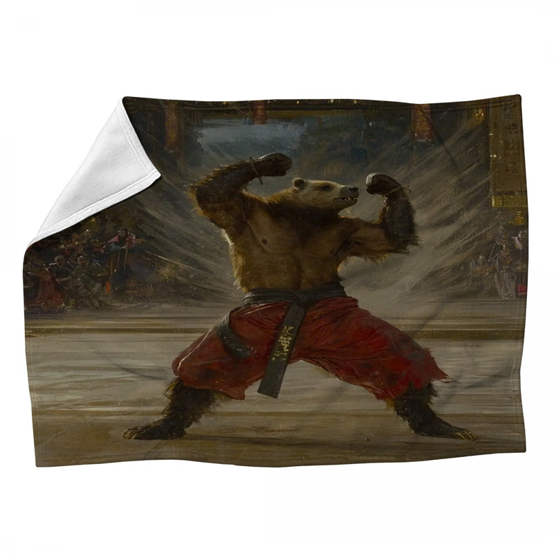 Jeté polaire Bear Martial Arts - Jeté d'animal pour canapé ou lit, L 80 po x l 60 po