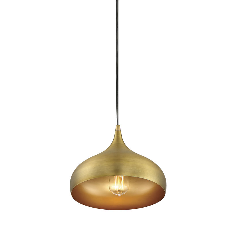 Luminaire suspendu en forme de dôme à 1 lumière en laiton naturel Marselia, Laiton naturel