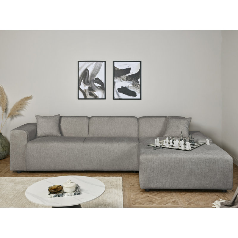 Charee Upholstered Corner Sectional, Right Hand Facing, Gray Boucle