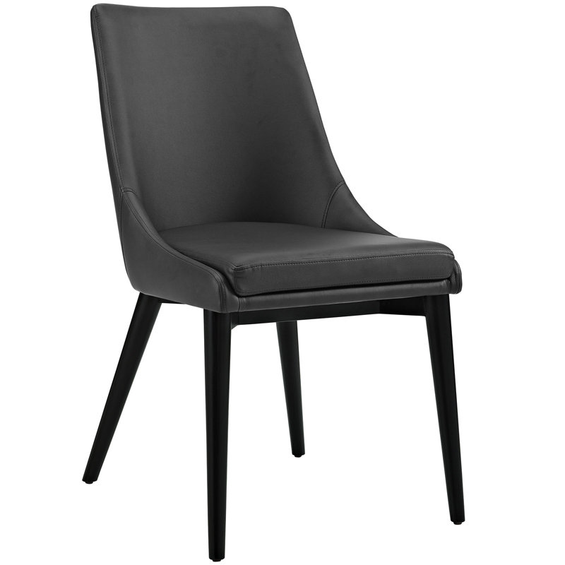 Modway Viscount Vinyl Dining Chair (Single Chair), Black Faux Leather