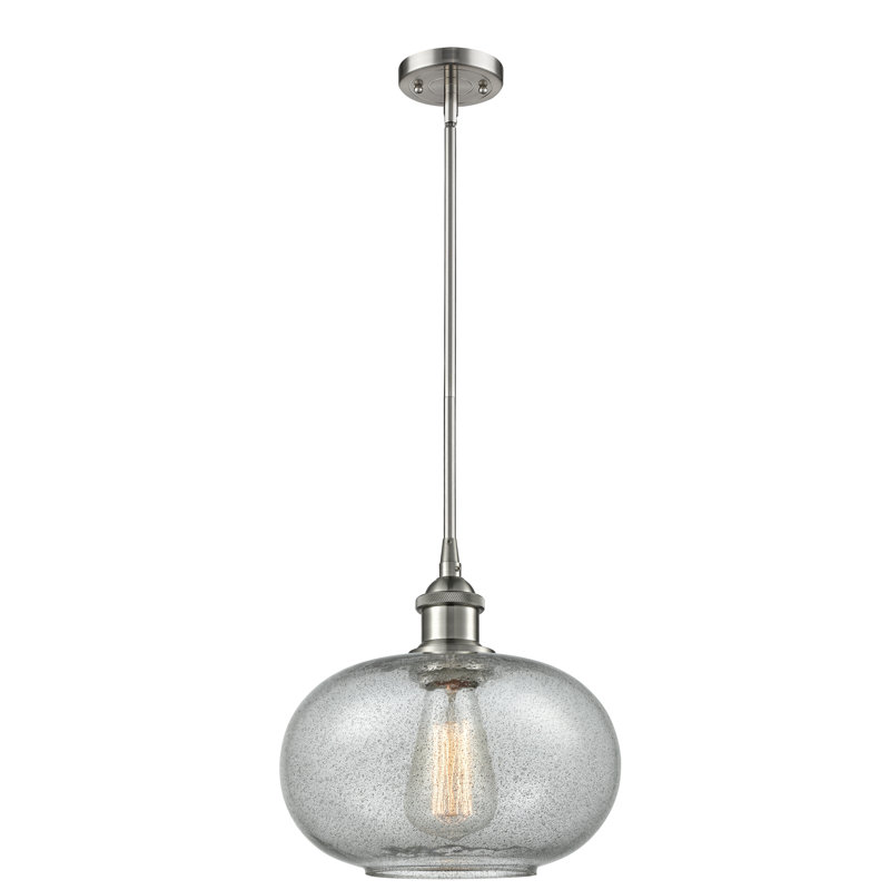 Luminaire sphère suspendu 1 lumières simple Bethlehem, Ampoule non incluse, Nickel satiné brossé, Anthracite