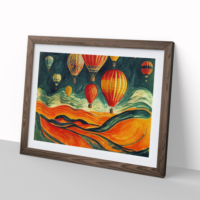 Surreal Hot Air Balloons - Framed Print, 34cm H x 46cm W x 2cm D, Walnut