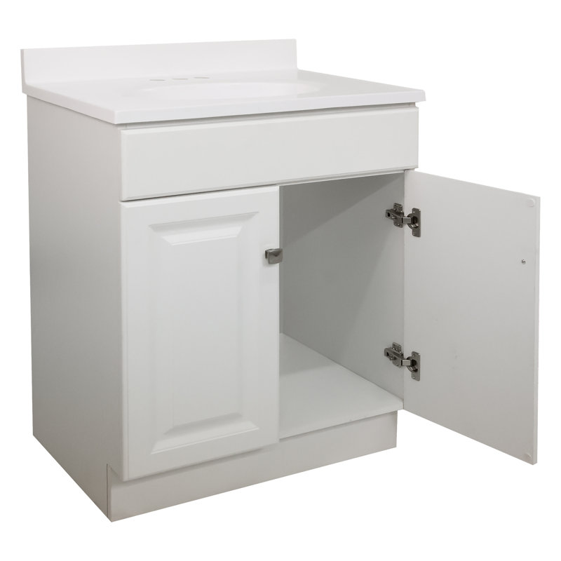 Wyndham 31 Inch Bathroom Vanity with Top, Ready to Assemble, Solid White