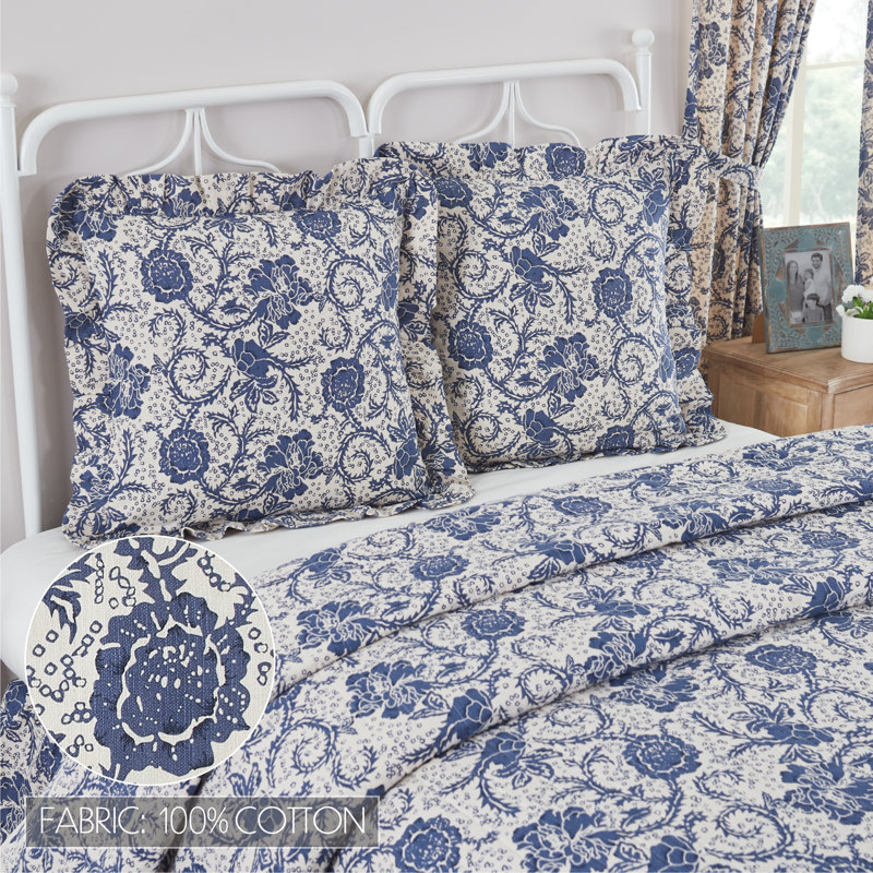 VHC Brands Dorset Navy Cotton Pillow Sham