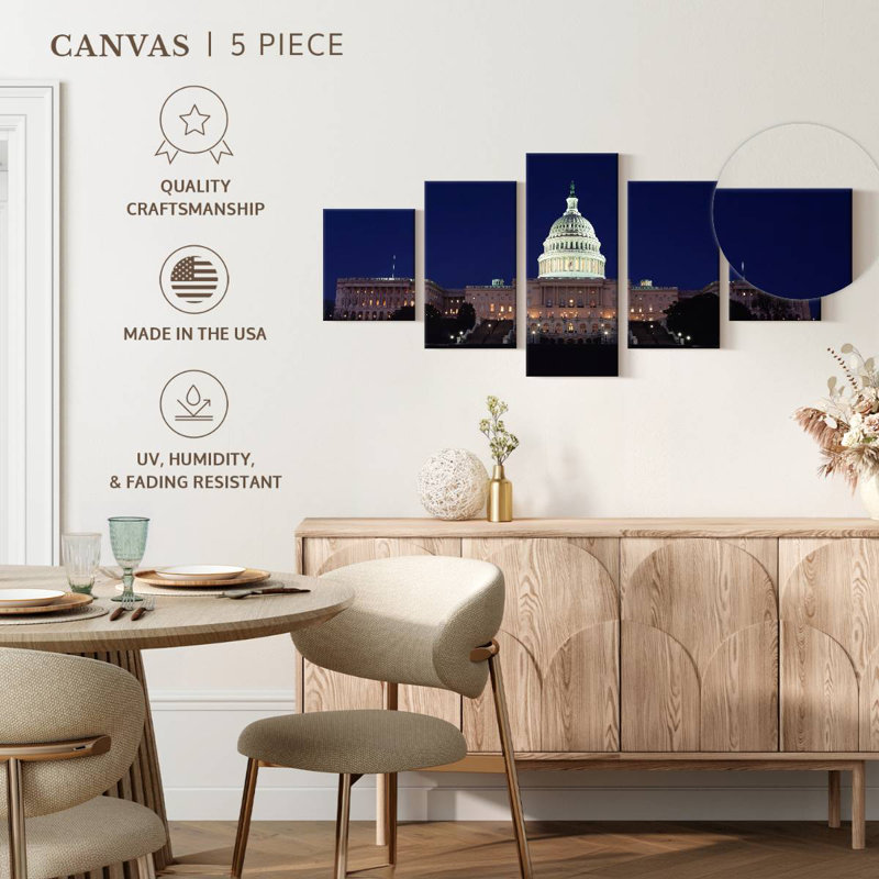 Nighttime At US Capitol, 24" H x 55" W