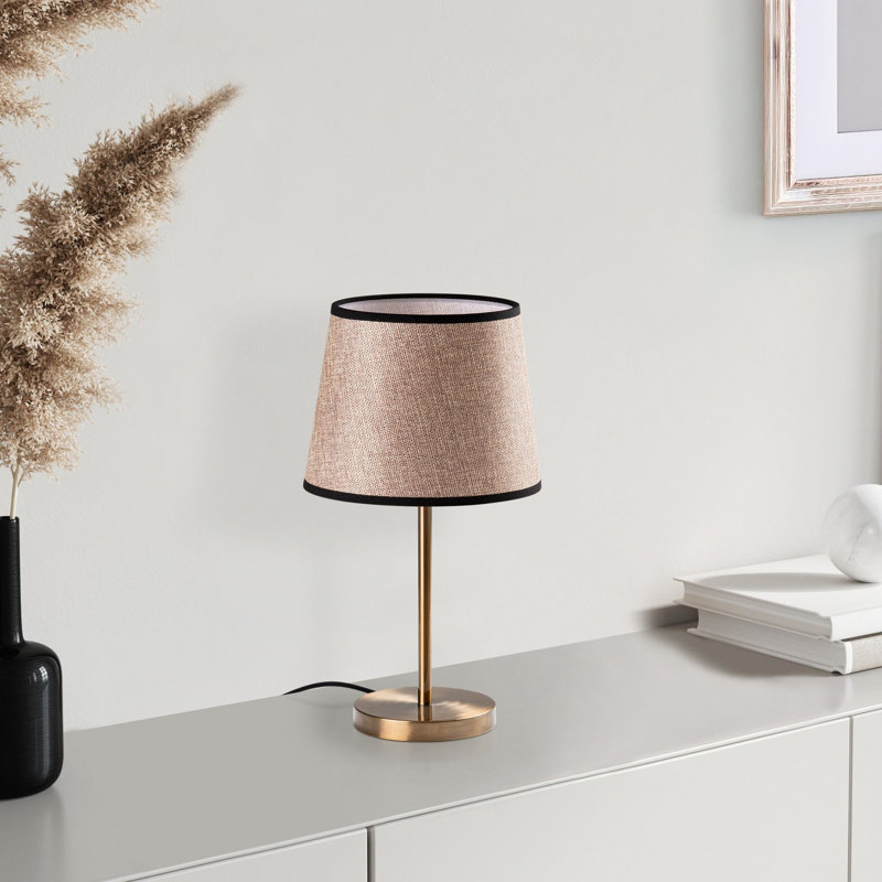 Antique Metal Table Lamp, 21 x 21 x 15.4 Inches | Fabric Cap Ø6.7-8.3 x 6.7 Inches, Base Ø5.1 x 0.8 Inches | 6.6 ft Cable with On/Off Switch, E27 Socket (Max 40W) | Elegant Lighting for Home & Office Decor