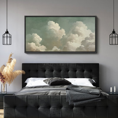 «Relaxing Calm Green Clouds», impression sur toile encadrée surdimensionnée