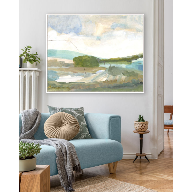 «Abstract Landscape 4a» par Katie Ré Scheidt, H 33,25 po x l 41,25 po, Cadre flottant blanc