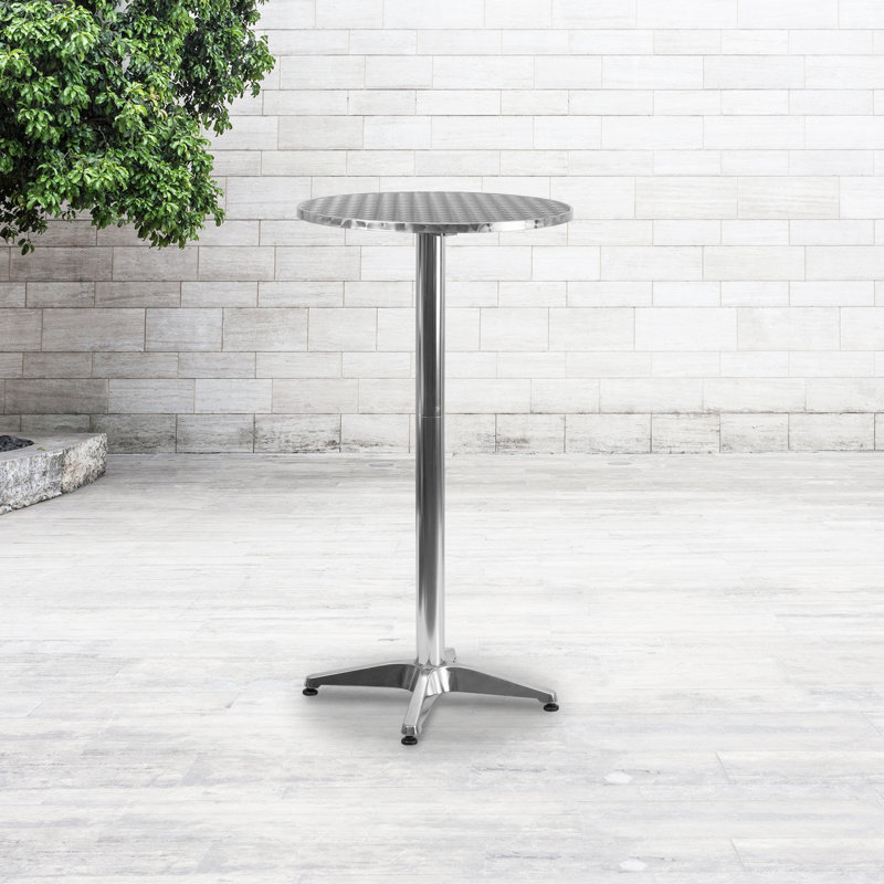 Carlisa 23.25" Round Aluminum Indoor-Outdoor Bar Height Table with Flip-Up Table,