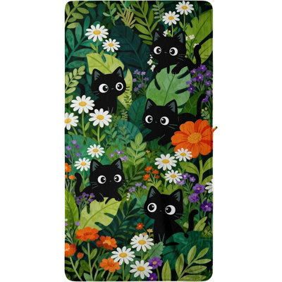 Serviette de bain en molleton chat en microfibre ultra douce Jungle Design pour salle de bain décorative 35 * 70 pouces Plus, vous recevrez un sac fourre-tout en toile