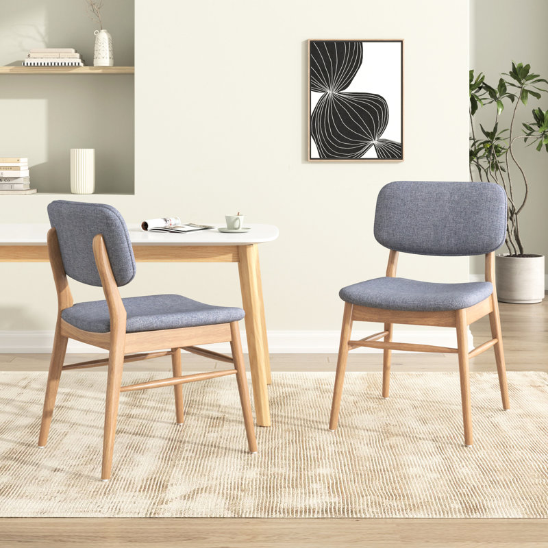 Chaises de salle à manger rembourrées de style Mid-Century 2 pièces, noyer + gris anthracite, pieds évasés, assemblage facile, convient aux chaises multi-espaces et à la construction, look rétro, siège confortable