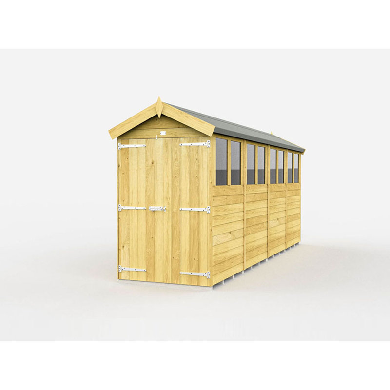 4ft x 16ft Apex Shed - Double Door with Windows
