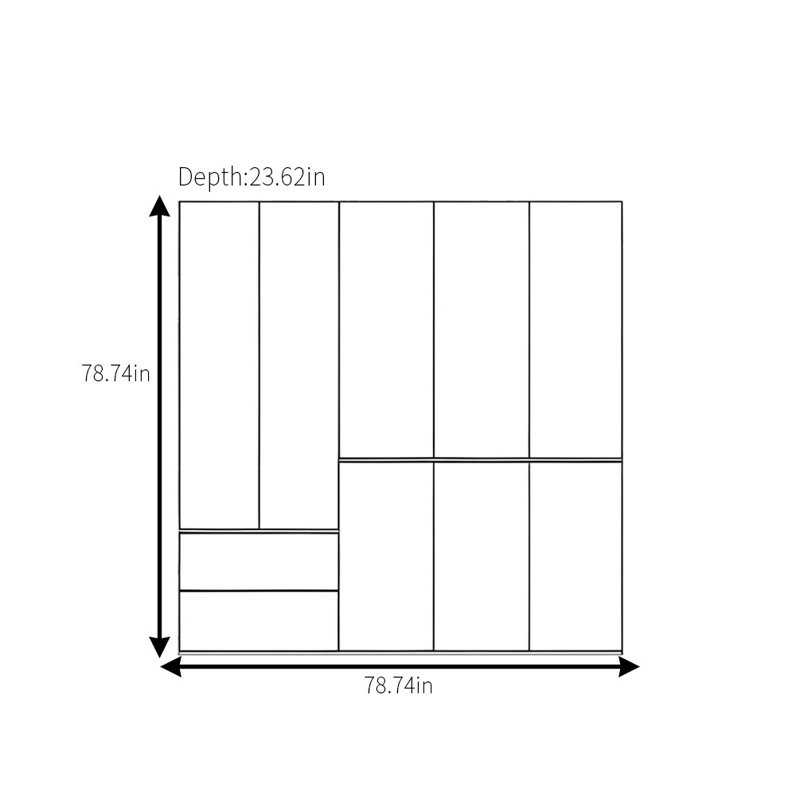 Simple Solid Color Wardrobe, 78.74" H x 78.74" W x 23.62" D