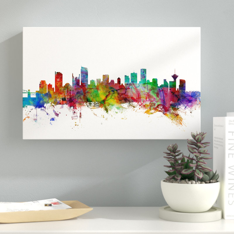« vancouver canada horizon », impression sur toile tendue, H 12 po x l 19 po x P 2 po