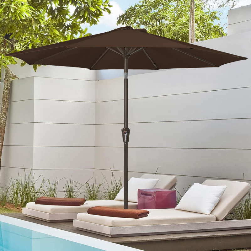 Parasol de marché inclinable Germar, Brun, H 95,7 po x l 120 po x P 120 po