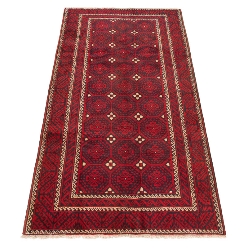 Tapis décoratif en laine rouge de conception unique 5 pi 3 po X 10 pi 4 po noué à la main 1980S