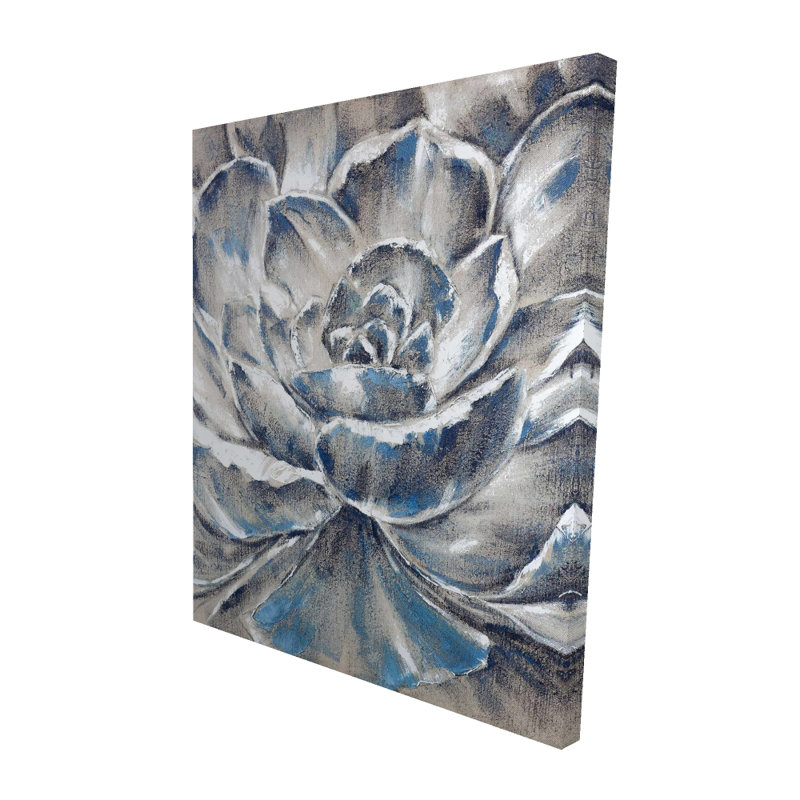 Gray and Blue Flower - Blue Office Canvas for Home Decor