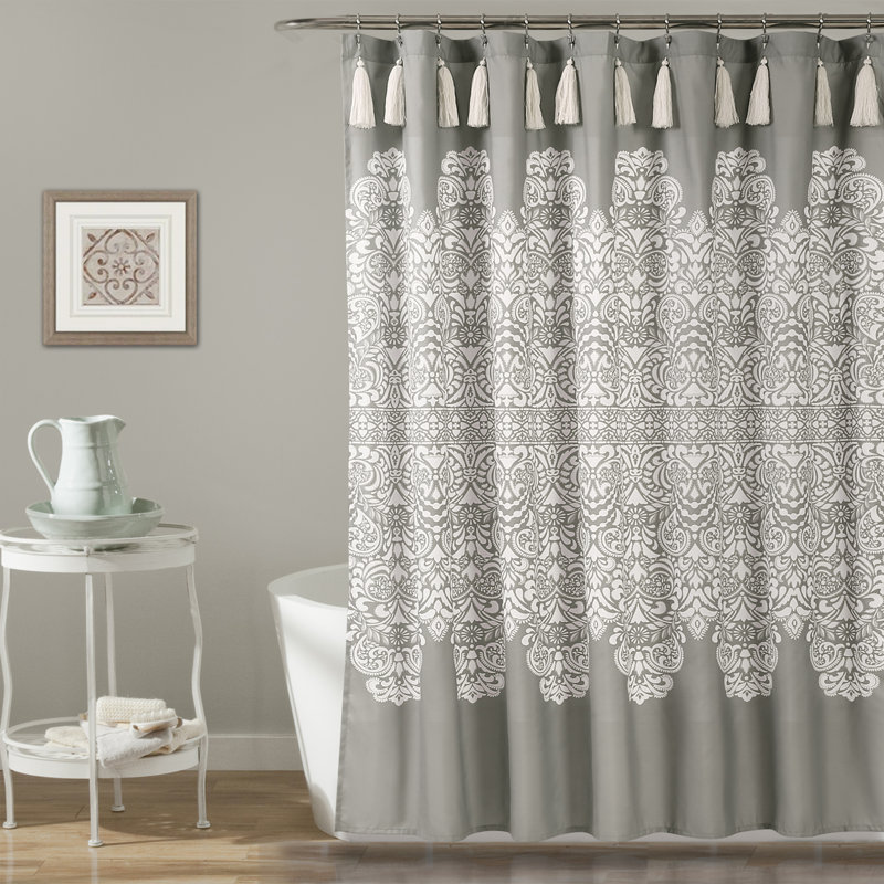 Rideau de douche simple à motif de médaillon bohème, Gris