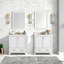 Meuble-lavabo double avec lavabo en céramique blanche, portes à fermeture douce, rangement spacieux, structure en bois massif, armoire de salle de bain moderne avec tiroirs et tablettes - unités 2 x 30 po-2057372239