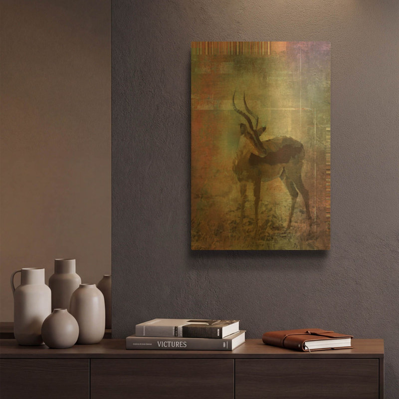 «Afrique Antelope» par Greg Simanson, art mural en métal doré, 12 po x 16 po, 12 po x 16 po