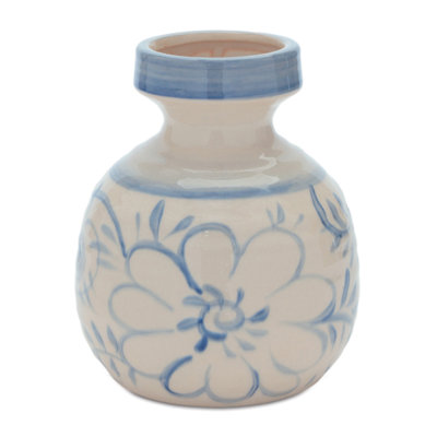 Floral Stoneware Vase