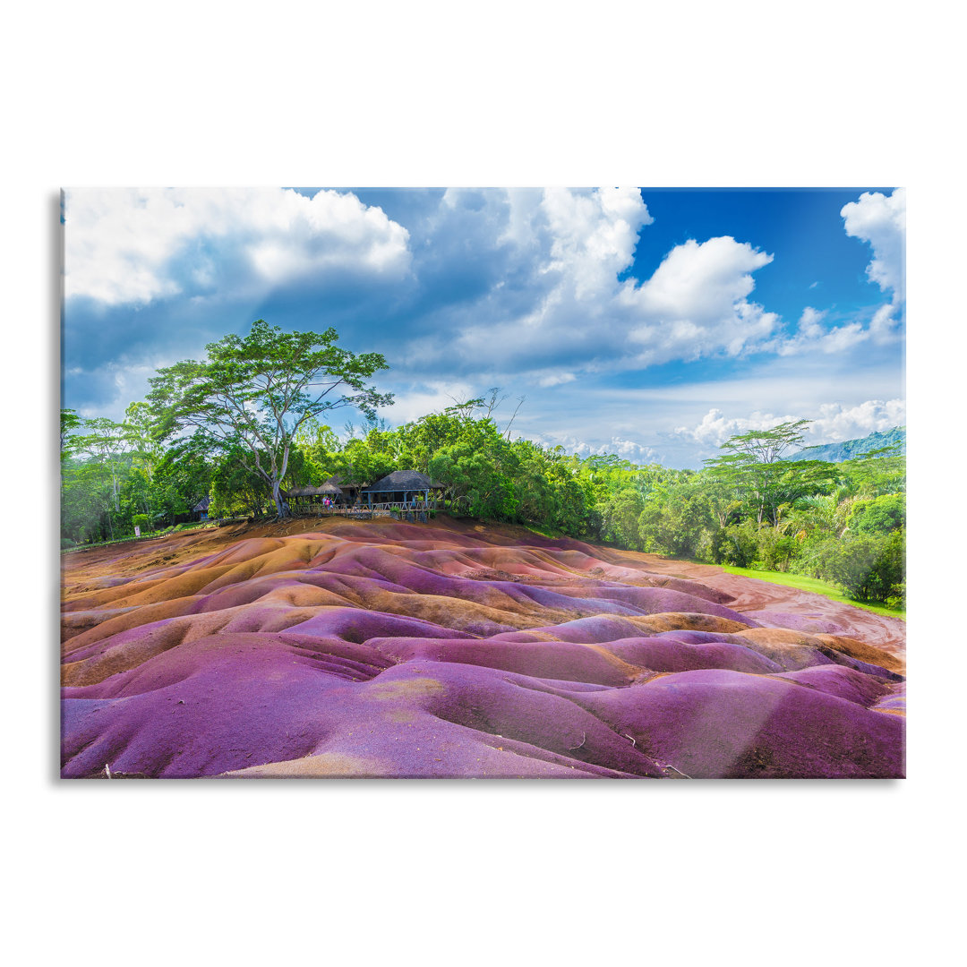 Ungerahmtes Foto auf Glas "Siebenfarbige Erde bei Chamarel in Mauritius"