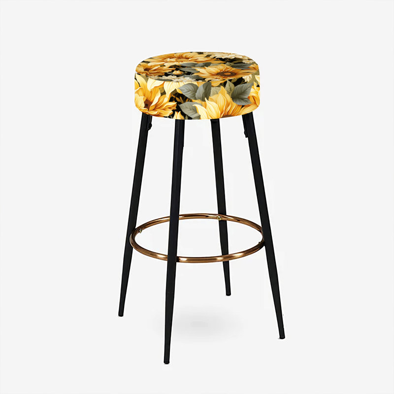 Rustic Yellow Sunflower Pattern - Floral Bar Stools Set Of 2