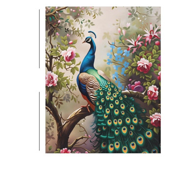 Peacock Flowers Flannel Blanket Soft Cozy Air Conditioning Blankets All Season Throw Blanket for Couch,Sofa,Bed,Bedroom and Office,Home Decor, 50 x 60 in