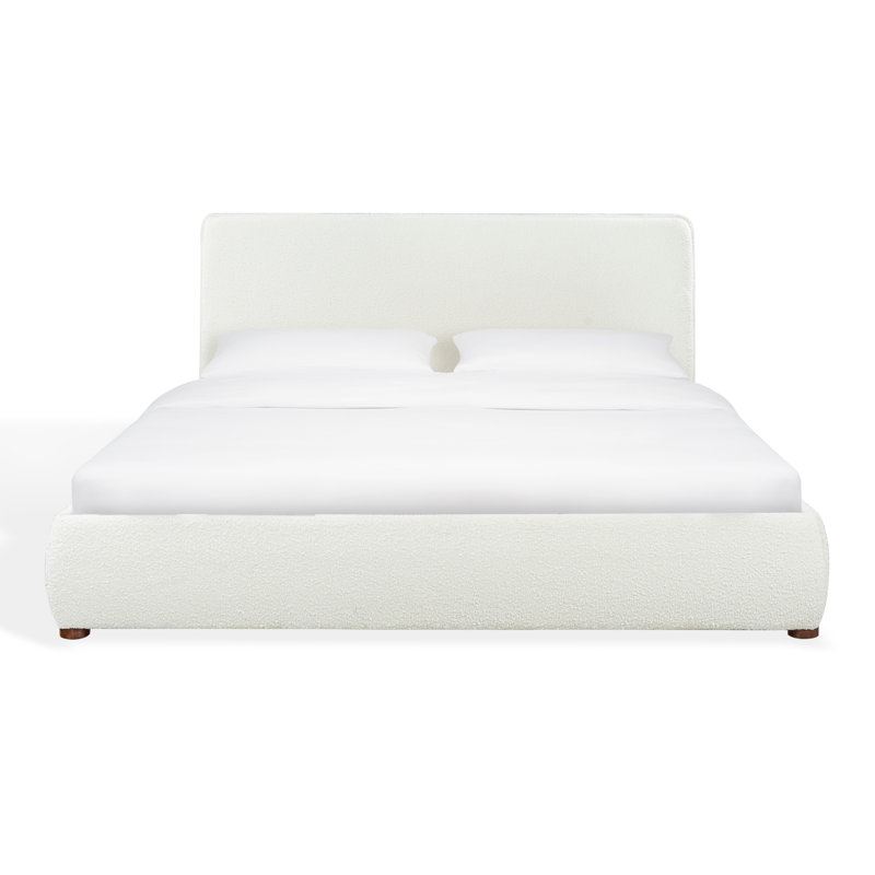 Callahan Upholstered Bed, King, Ivory Boucle