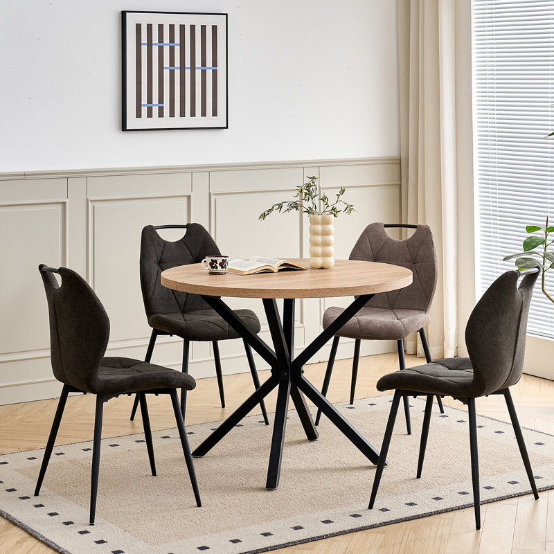 Dining Chairs - Contemporary Dining Chair - Comfortable Velvet Dining Chair - Metal Legs, 4 , Black