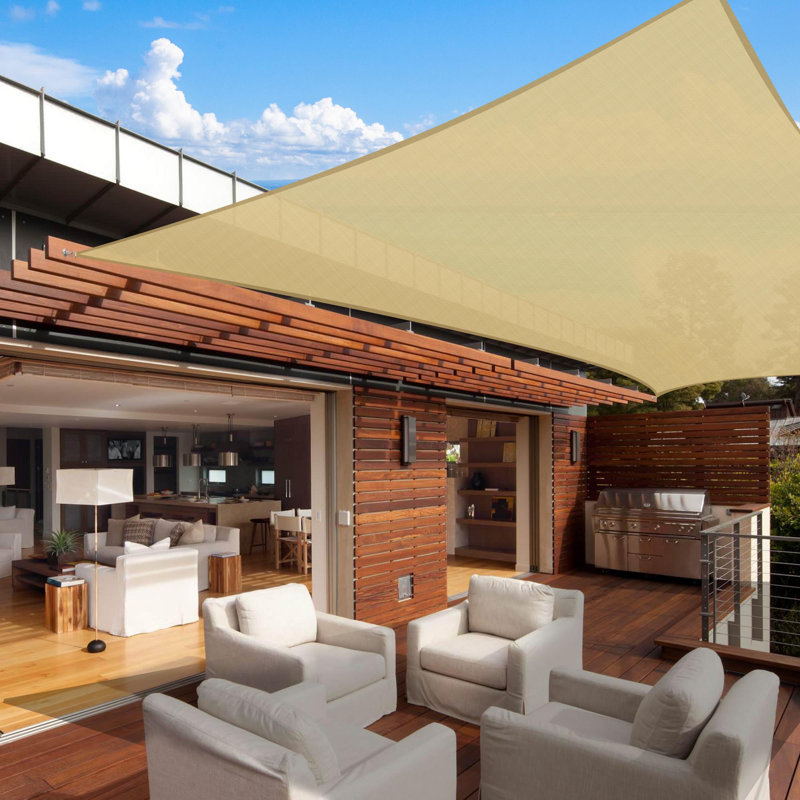 Beige HDPE Rectangle Sun Shade Sail for Patio, 13x10 ft
